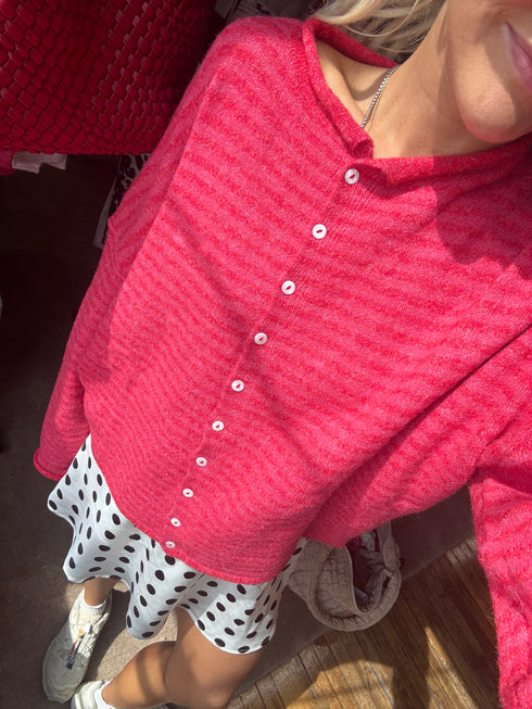 Coco Cutie Cardigan // Raspberry Stripe *PREORDER*